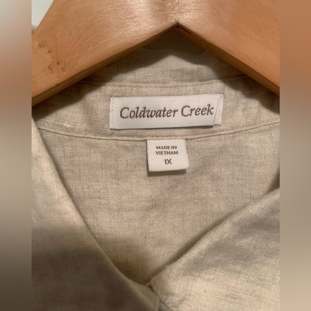 Coldwater Creek 100% Linen Camp Button Up Plus Shirt 1X - Picture 3 of 14